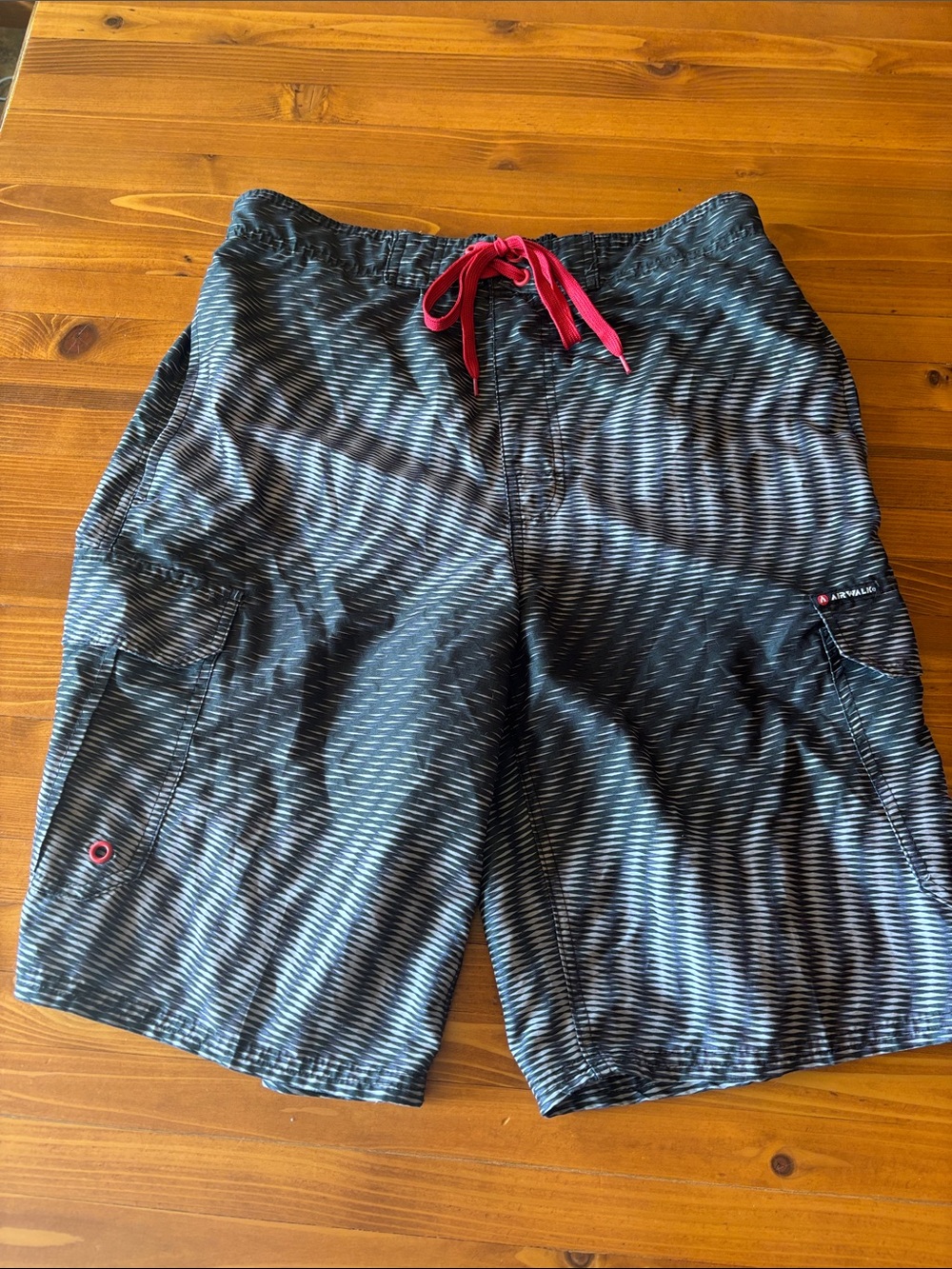 Airwalk Men's Black Swim Board Shorts with Red Drawstring